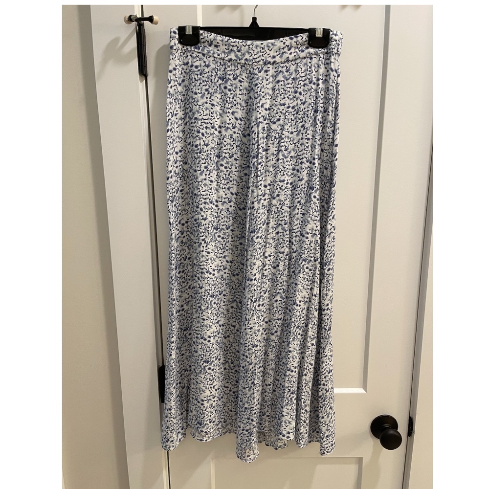 Mango Blue White Floral Midi Skirt, size xsmall